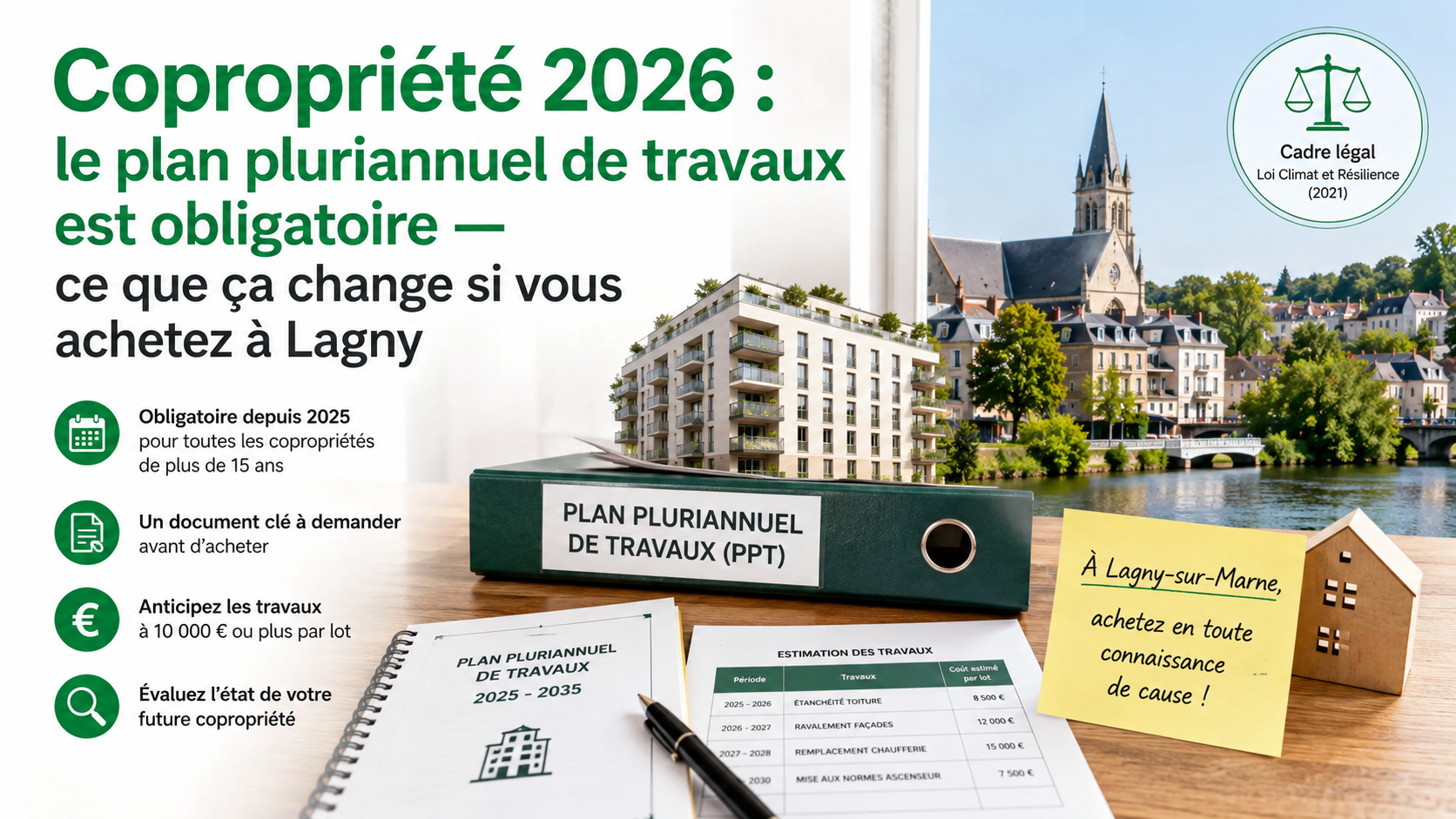 Copropriété 2026 : le plan pluriannuel de travaux est obligatoire — ce que ça change si vous achetez à Lagny