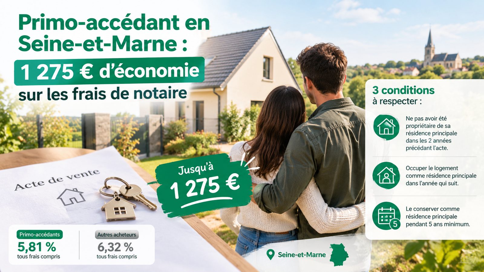 Primo-accédant en Seine-et-Marne : 1 275 € d'économie sur les frais de notaire, sous trois conditions